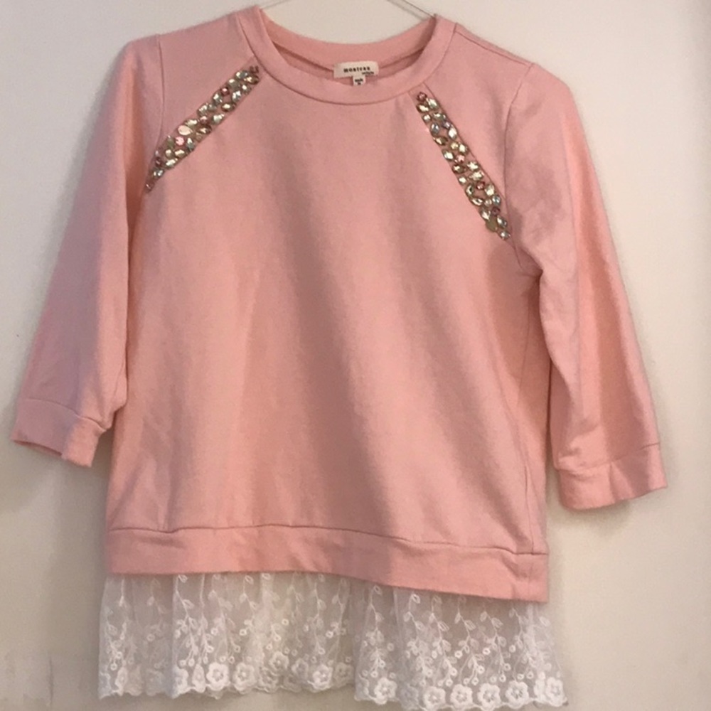 Monteau Embellished Lace Sweatshirt, Child Large